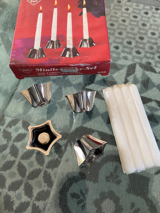 Image 1 of Set of 4 Minileuchter Bougeoirs BMF Style Nagel Vintage 1970