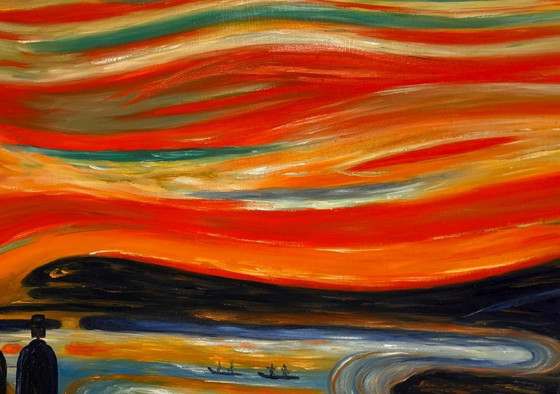 Image 1 of Edvard Munch – The Scream - Hand-painted interpretation | Oil on canvas (rolled up)