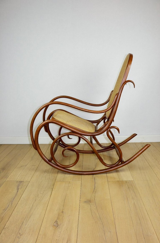 Image 1 of Rocking chair on runners, original light brown, 1970s - perfect like new