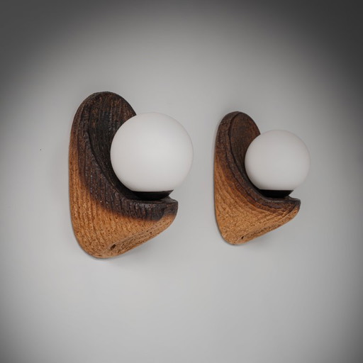 Eartly Ceramic Wall Lamp by Doria Leuchten, Germany, 1970s, Set of 2 – wandlampen, Glass (photo 2 of 7)