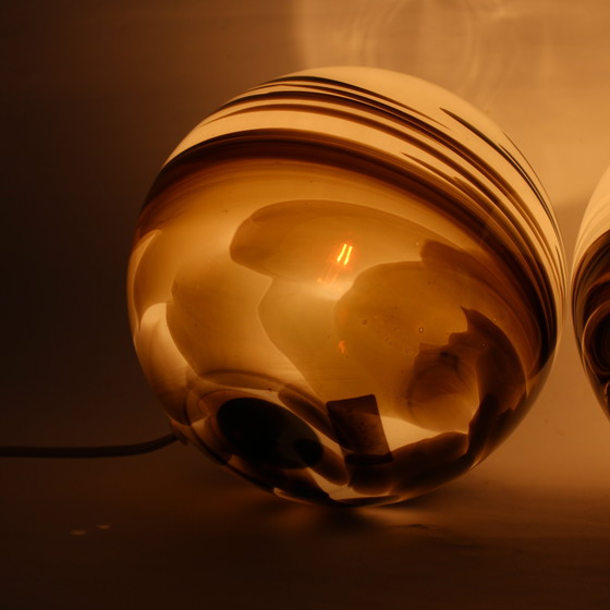 Image 1 of 2 lampes de table vintage en verre soufflé à la bouche par Brilliant