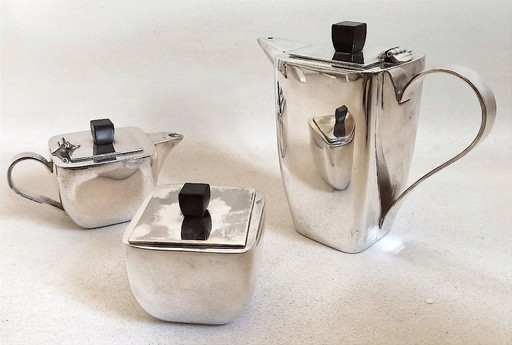 Ensemble à thé Art Déco 3 pièces Argent et palissandre