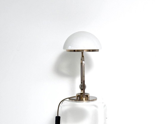 Lampada da tavolo Art Déco con vetro opalino bianco e pendolo decorativo, Lampade da tavolo, Metallo, Modern (foto 5 di 12)