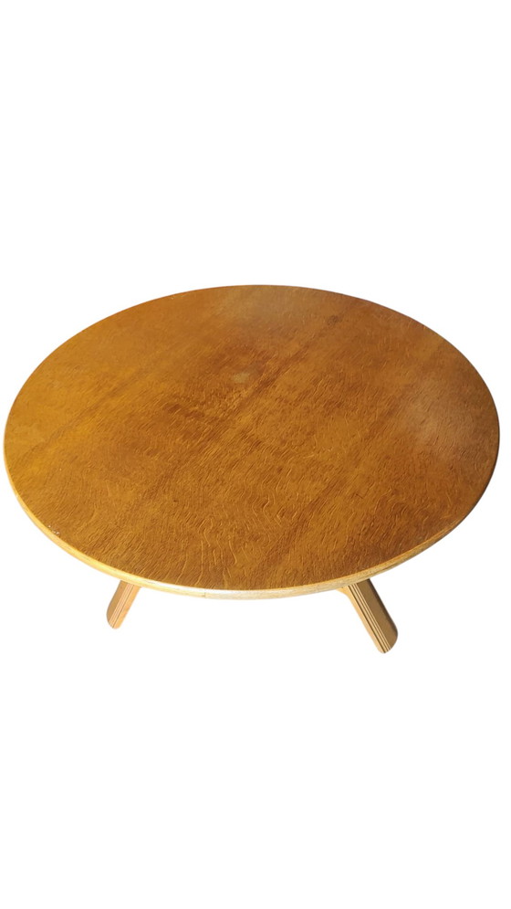 Image 1 of Vintage Blank Oak Round Coffee Table 1960s