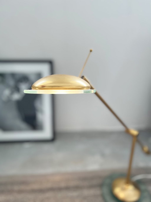 Vintage Schreibtisch-/Tischlampe von Herda, Glas/Messing – tafellampen (photo 2 of 5)