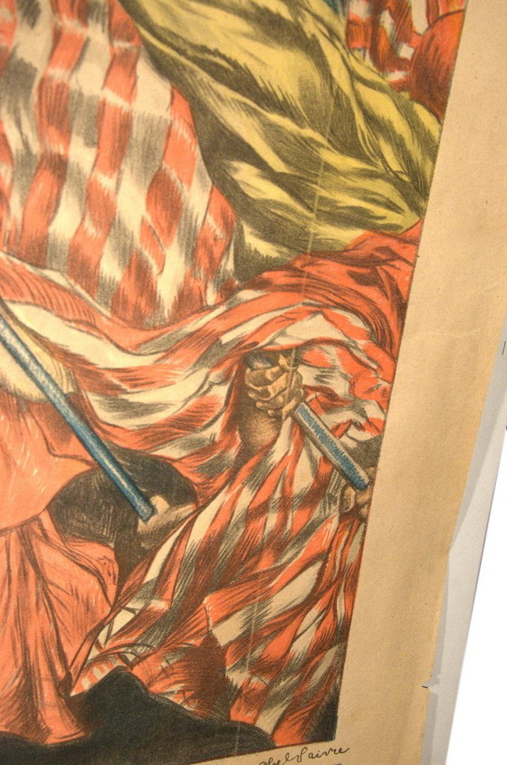 Originele poster op karton, "De bevrijdingslening", Bankeconomie, Abel Faivre, Maquet Gr, 80x120cm, Eerste (photo 7 of 11)