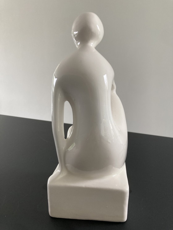 Image 1 of Sculpture sur assiette des années 70 Le Penseur, probablement Royal Delft