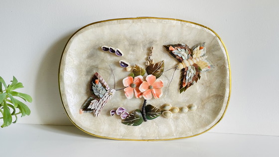 Image 1 of Vassoio vintage in madreperla e conchiglia