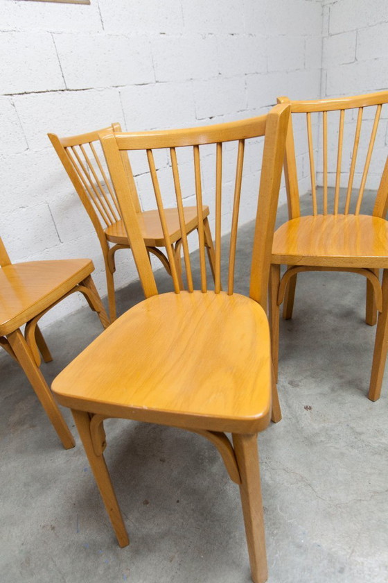 Image 1 of Juego de 4 sillas de bistró Baumann, modelo 153, estampado 1981