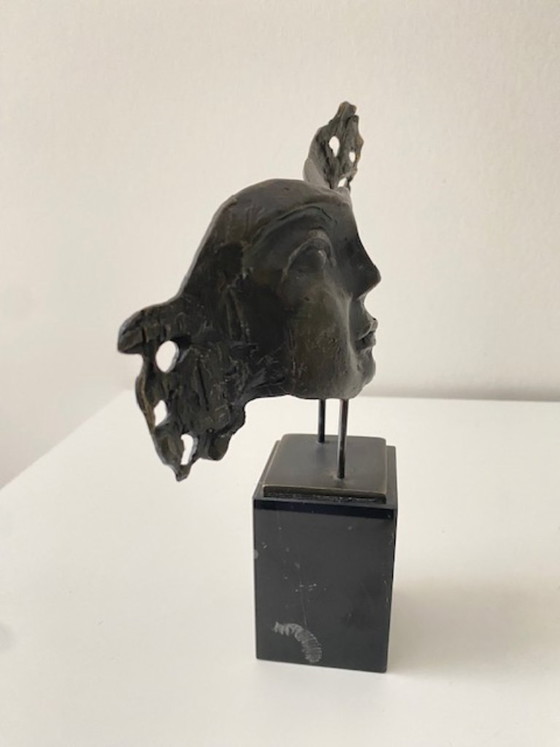 Bernadette Leijdekkers 1990 Prachtig Vormgegeven Sculptuur Van Twee Gezichten – Beeldhouwkunst, Bronze (photo 3 of 5)