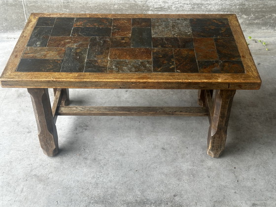 Couchtisch aus Eiche und Schiefer – 60er-70er Jahre – Couchtische, Wood, Stone (photo 5 of 14)