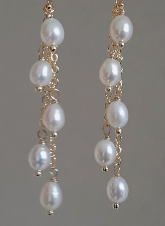 Boucles d'oreilles en perles de culture naturelles plaqué or jaune 14k – sans marque, Cadeaux, Gold (photo 4 of 5)
