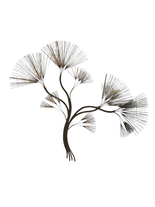 LARGE MID-CENTURY MODERN CURTIS JERÉ BRUTALIST BRASS TREE NEEDLE WALL