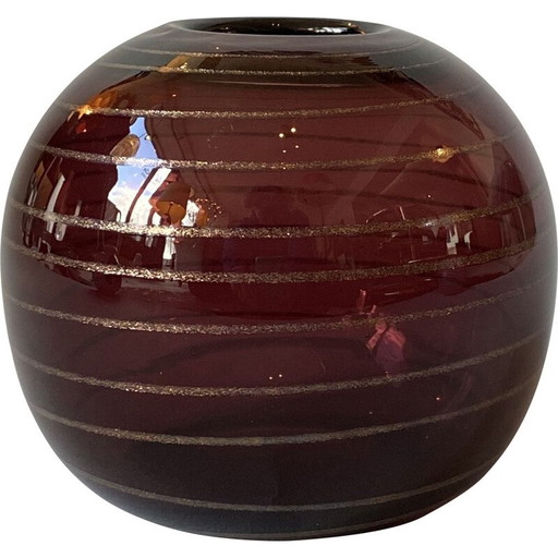 Vase en verre vintage de Robert Pierini à Biot, 1983