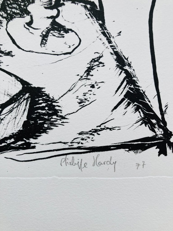 Image 1 of Philippe Hardy - Vintage Lithograph - At the Table - 1977