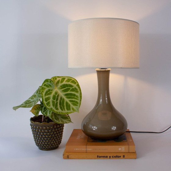 Vintage 1960s Portuguese Grey Opaline Glass Table Lamp (photo 14 of 14)
