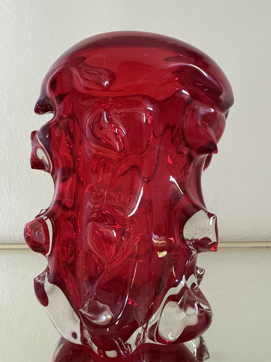 Image 1 of Red Murano Glass Vase 70's