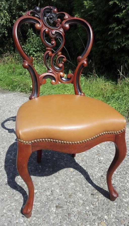 4 Horrix Barock-Esszimmerstühle im Biedermeier-Stil aus Leder