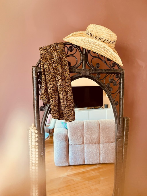 Vintage Manou Rotan passpiegel