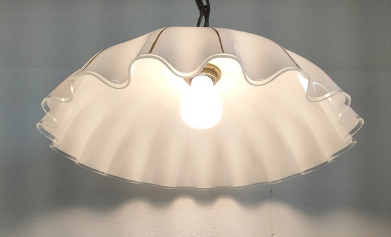 Image 1 of Vintage 'Hollywood Regency/Fazzoletto Style' glass pendant lamp