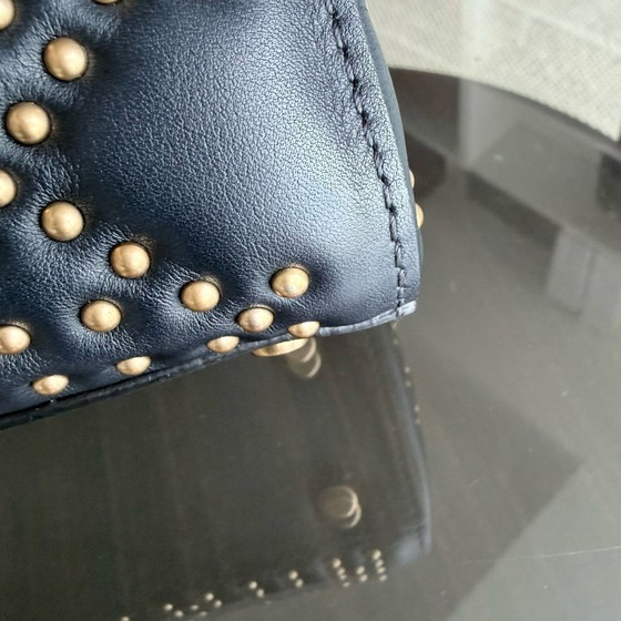 Image 1 of DIOR LADY SMALL FLAP - PELLE DI VITELLO CANNAGE CON BORCHIE NERE E MATERIALI ORO