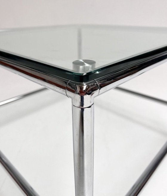 Tavolino da caffè quadrato in vetro, 71 x 71 cm, anni '90 – Tavolini da caffè, Metal (photo 7 of 13)