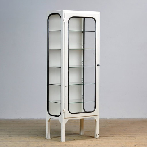 Vintage Iron And Glass Medical Cabinet, 1970’s