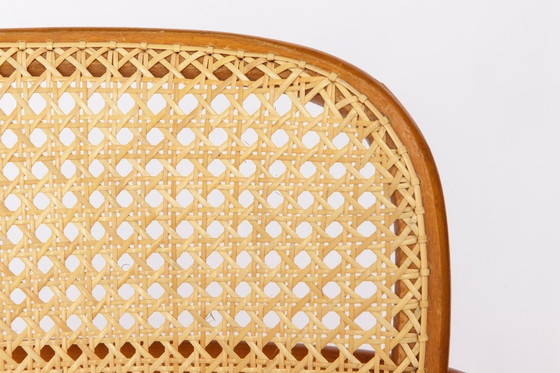 Image 1 of Ligna Armchair – 1950s/1960s Czechoslovakia, Bentwood Beech with New Rattan Cane, Josef Hoffmann Thonet Style Vintage Chair