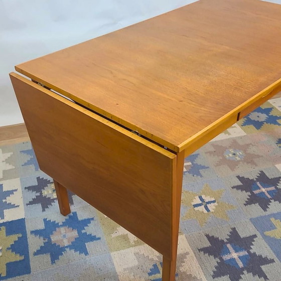 Image 1 of Vintage Scandinavische eettafel met uitschuifbaar blad, gestempeld Garnas - Zweden - jaren 1960
