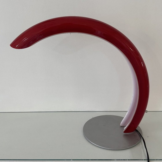 Red AV Mazzega Table Lamp, 1980s, Red Murano Glass, Vintage Design (photo 6 of 7)