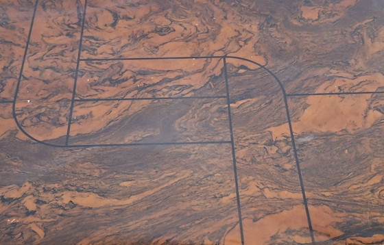 Brutalist coffee table with natural stone top 70s – Wood (photo 2 of 8)