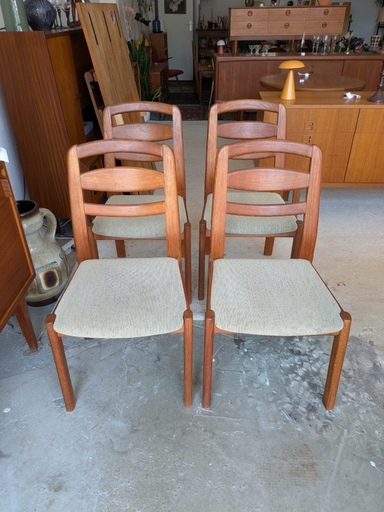 Image 1 of Vintage set van 4 Deense teakhouten eetkamerstoelen, Holstebro Möbelfabrik 