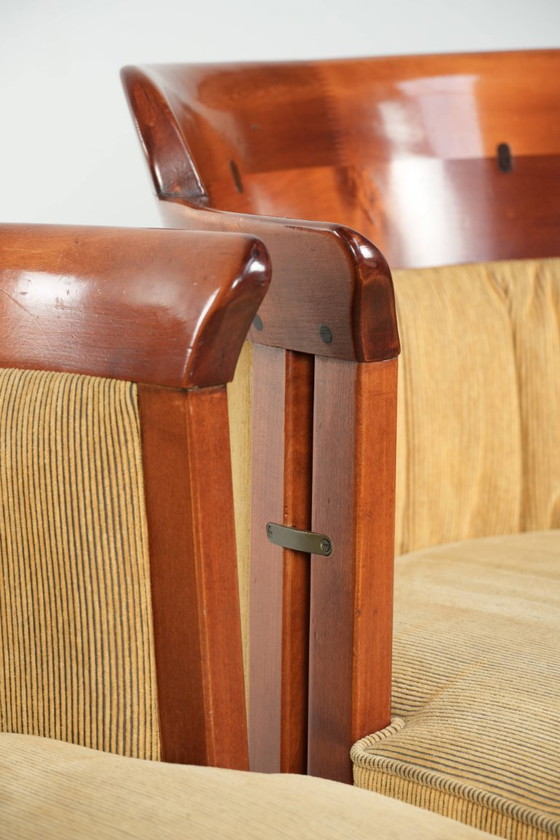 Image 1 of 2 x Schuitema design bijzet/ bureau/ eetkamerstoel uit de Shaker serie met een houten frame, luxe gele stoffen bekleding