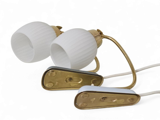 Pair of very rare bedside lamps / table lamps, Mid-Century – Metal, Brass (photo 7 of 9)