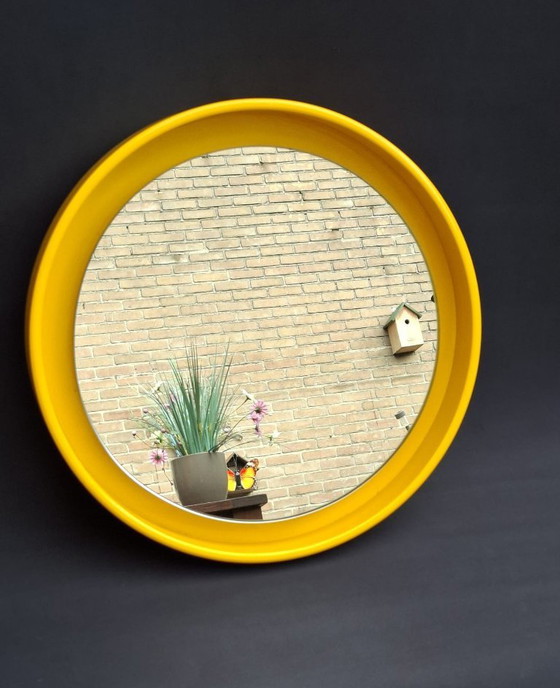 Image 1 of Miroir vintage unique de style spatial, en bois de Nebu Holland ! 40 cm