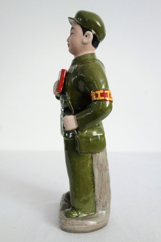 Image 1 of Chinese Porcelain Biscuit Soldier Figurine Statue - Cultural Revolution #1