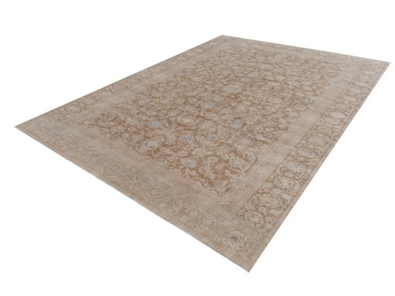 Image 1 of Vintage Ziegler Tabriz rug, brown and blue, 400 x 276 cm, for living room and dining room.