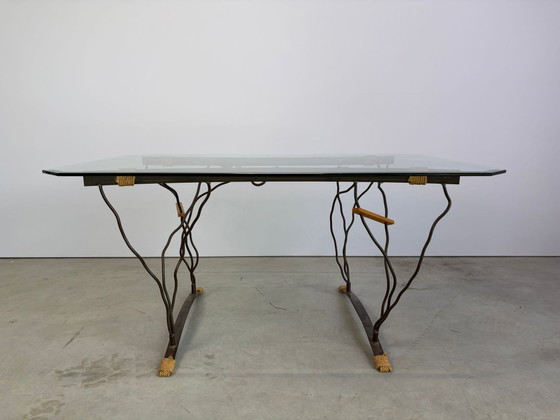 Vintage Wrought Iron and Glass Dining Table, 1970s (photo 3 of 17)