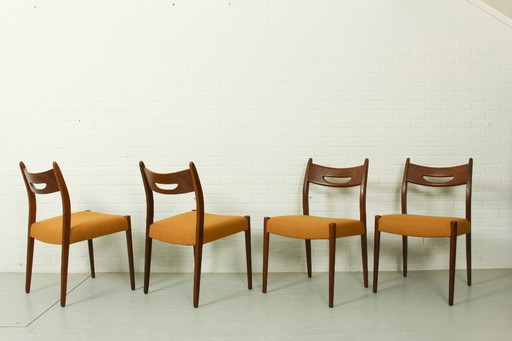 Set van 4 vintage teakhouten fauteuils, jaren 60