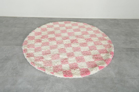 Image 1 of Tappeto rotondo berbero marocchino rosso fatto a mano, 200 cm x 200 cm