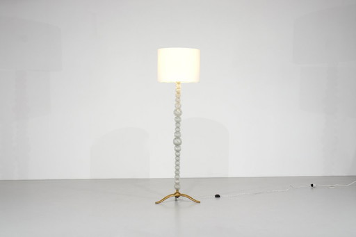 Stehlampe aus Muranoglas und Bronze, Seguso Vetri zugeschrieben, Italien 1950s.