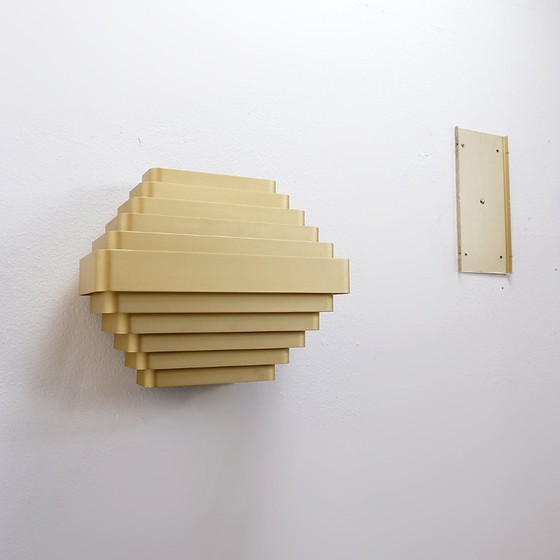 Image 1 of Paar vergoldete Aluminium-Wandleuchten von Jules Wabbes - 2 Paare verfügbar (1)
