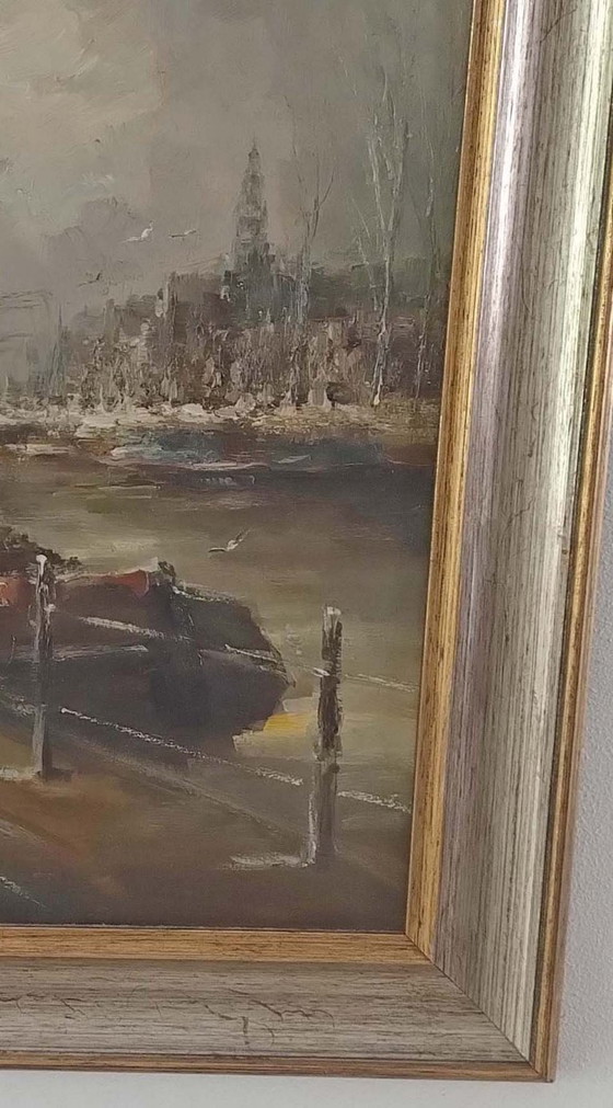 Image 1 of Gemälde von Jan Bevort „Straße am Hafen“ 70 x 78 cm