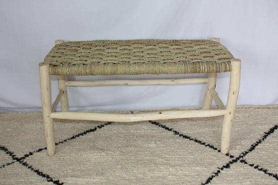 Image 1 of Marokkaanse citroenhouten bank - Geweven bank voor 1, 2 of 3 personen - 70 cm / 80 cm / 100 cm / 120 cm / 160 cm (3 opties)