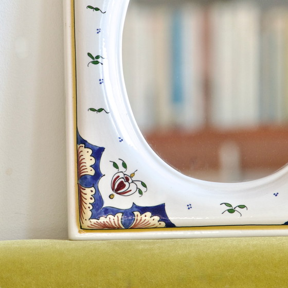 Image 1 of Hand-Painted Faïence De Desvres Mirror