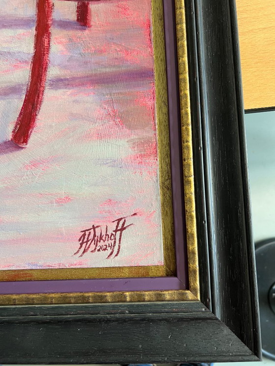 Image 1 of Pittura ad olio originale su tavola "FF Chilling"