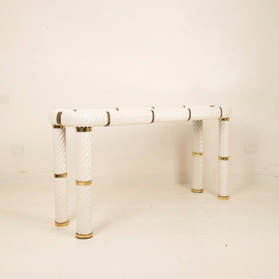 Image 1 of Console en porcelaine et laiton de Tommaso Barbi, 1970