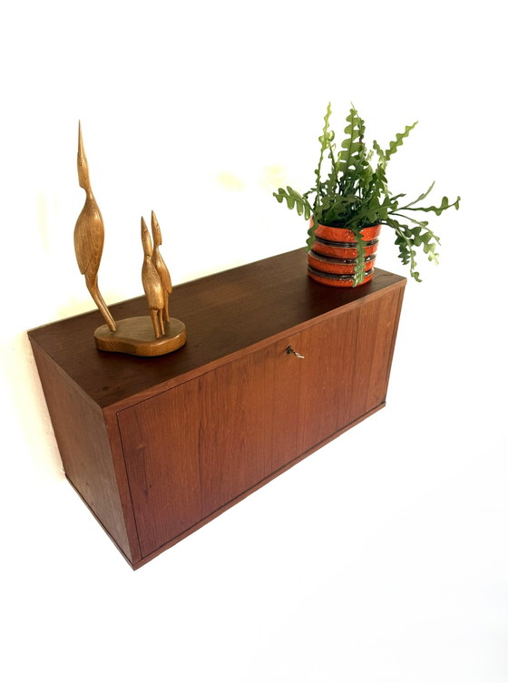 Image 1 of Vintage Danish teak wall cabinet, 1960s