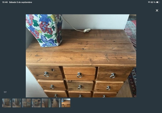 Cassettiera antica in legno – Cassettiere, Metal, Wood (photo 7 of 7)