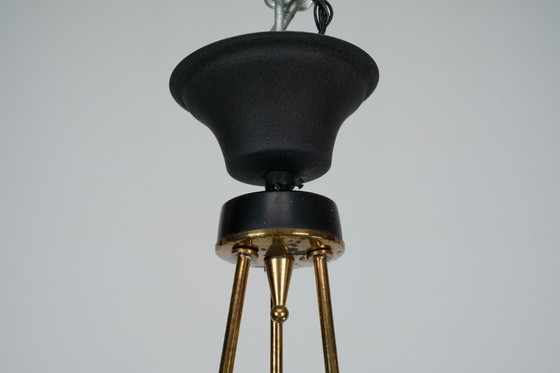 Image 1 of Lampadario a tre bracci di metà secolo, prodotto da Stilnovo. Italia, anni '50.